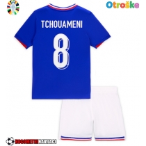 Otroške Nogometnih dresov Francija Aurelien Tchouameni #8 Domači EP 2024 Kratki rokavi (+ hlače)